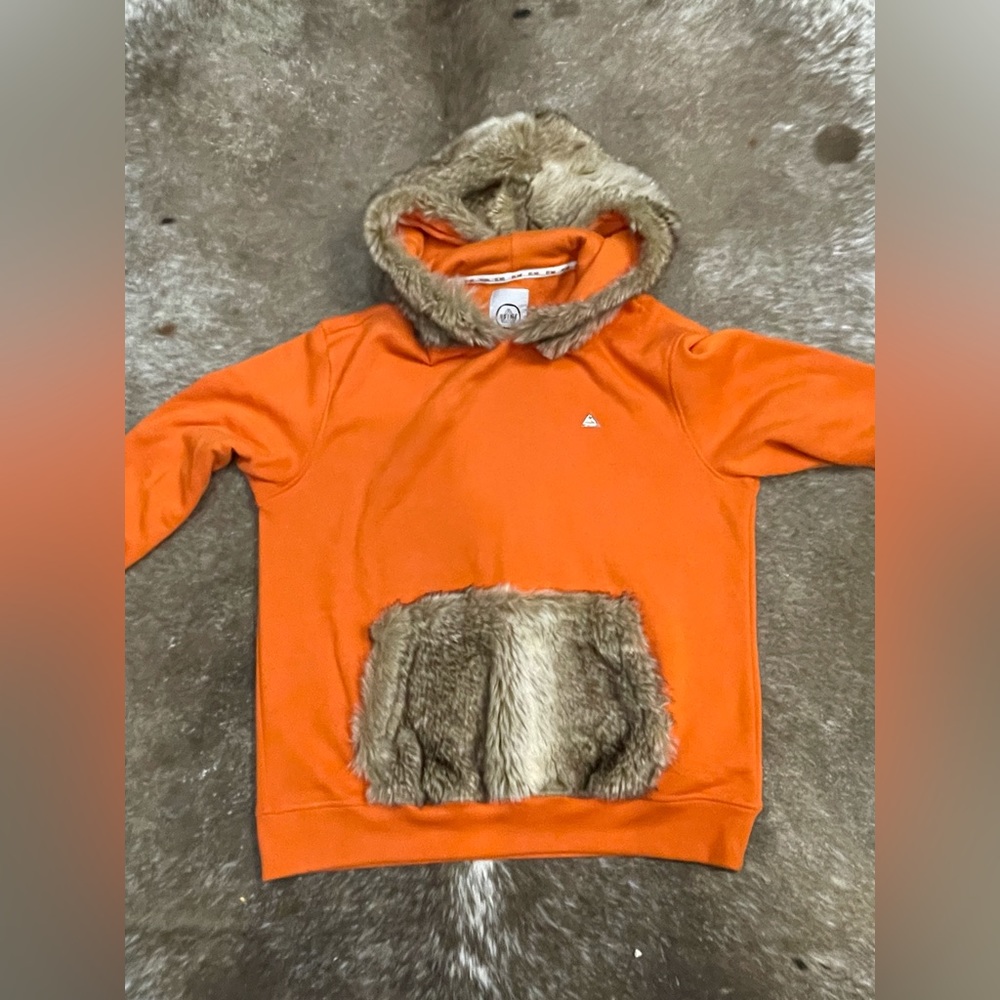RS1NE Color Fur Hoodie Rare Mens M Orange